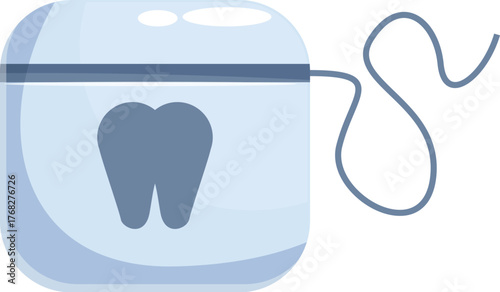 Small plastic box containing dental floss for effective teeth cleaning, promoting oral hygiene
