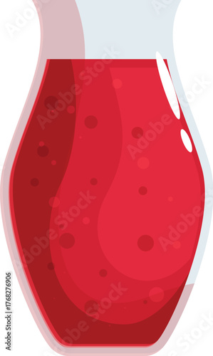 Glass jug containing refreshing red fruit juice, perfect for a healthy and thirst quenching beverage