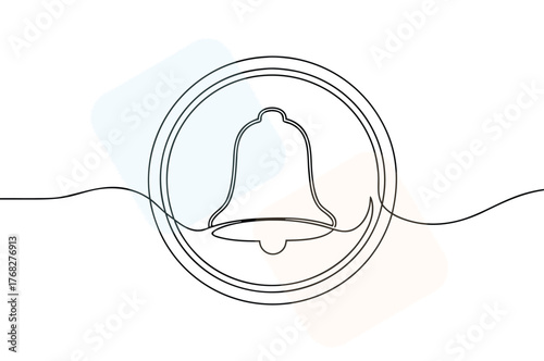 Continuous line drawing of notification bell icon providing a minimalist illustration of alerts reminders and messages perfect for user interface design and communication concepts