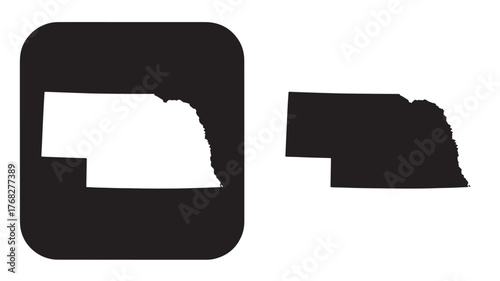 Nebraska state map displayed on a smartphone plus a separate silhouette on transparent background