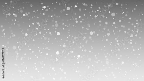 Soft realistic falling snow and frosty clouds create a peaceful winter atmosphere