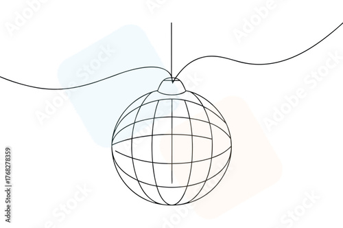 Elegant one line drawing of a disco ball perfect for festive celebrations and new year events adding a touch of retro sparkle and vibrant energy