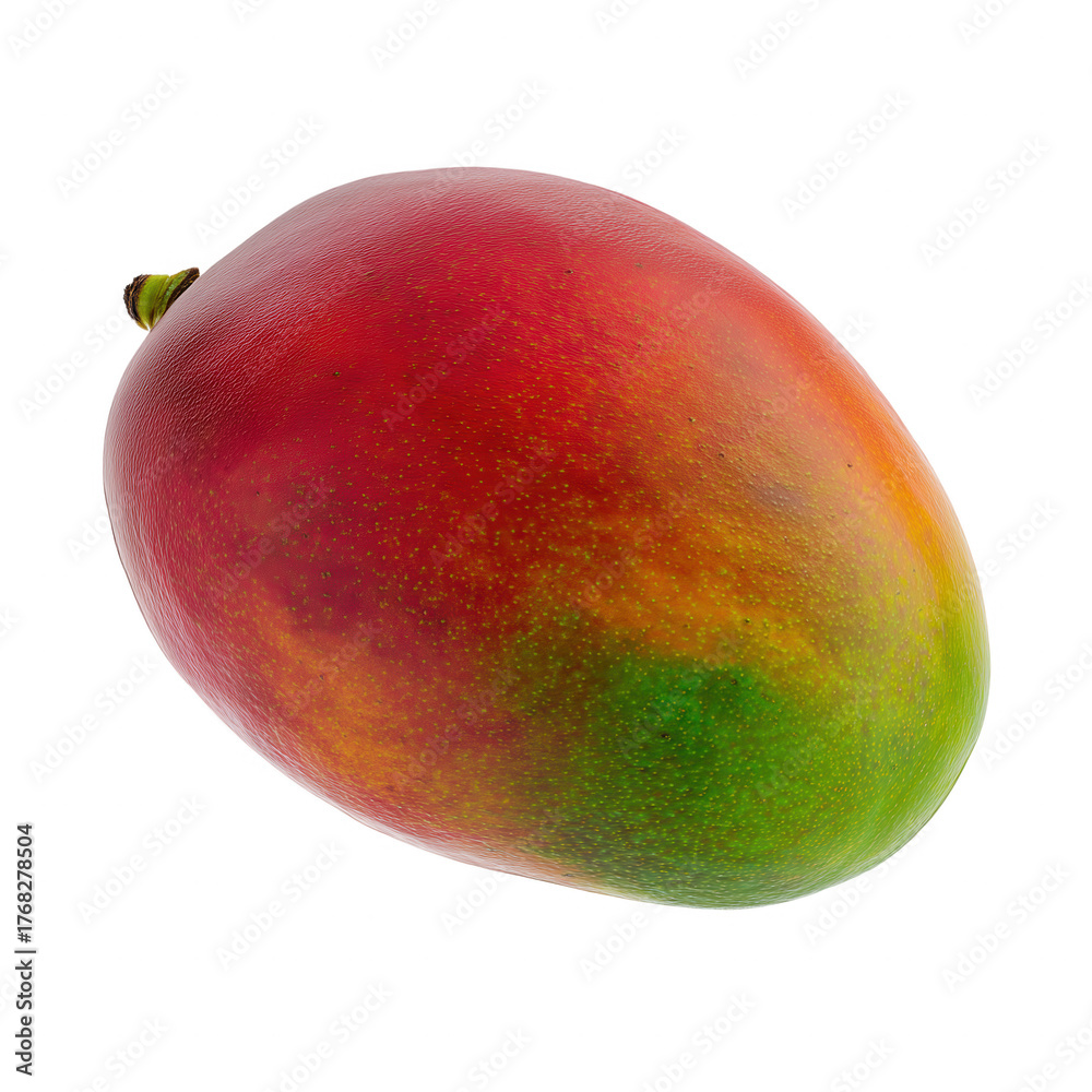 Obraz premium Fresh and Colorful Mango Fruit Isolated on Black Background, Close-Up Studio Shot of Tropical Food isolate on transparent background PNG