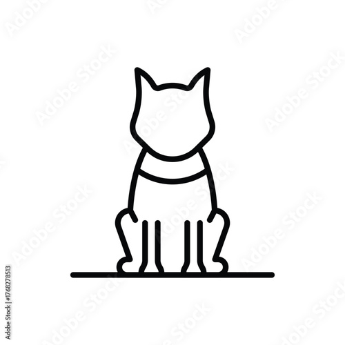 A line art image of a cat in a seated position