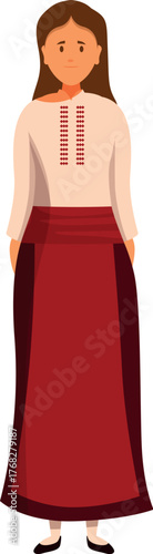 Illustration of a young woman wearing a traditional serbian dress, showcasing the rich cultural heritage of serbia