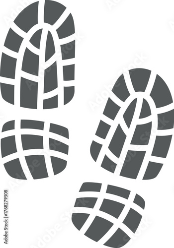 Shoe footprint showing walking direction, useful for crime scene investigation or evidence