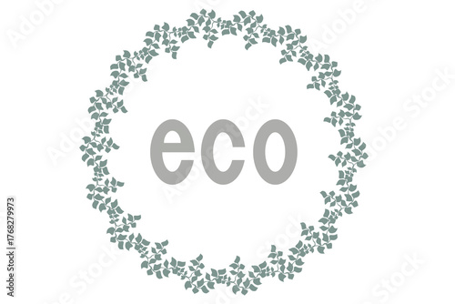 エコ小文字　リーフフレーム入り　灰色 