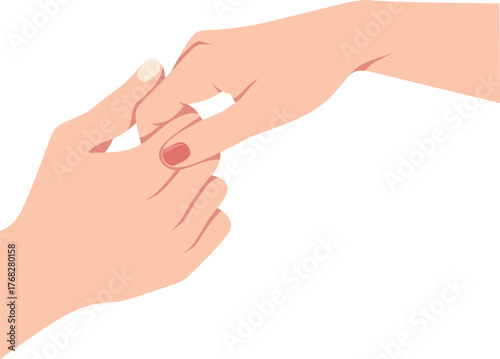 Two couples' hands gently hold each other