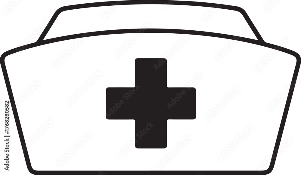 Obraz premium Iconic nurse's cap with a prominent red cross symbol for healthcare and medical care