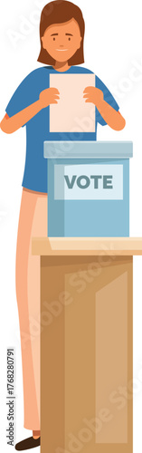 Woman exercising her right to vote, participating in elections at polling station