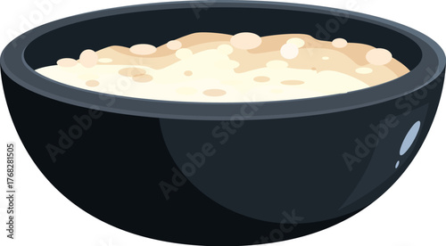 Warm oatmeal porridge sits in a black bowl, offering a comforting and nutritious breakfast option