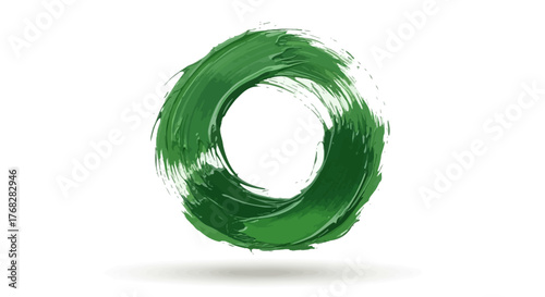 Abstract green circular brushstroke design with a white backdrop perfect for presentations