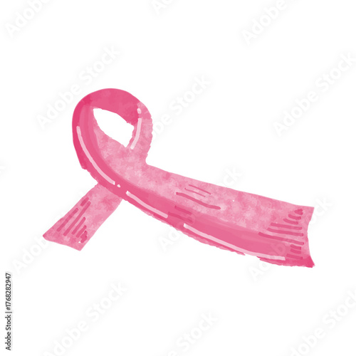 Collection of Breast Cancer Awareness Month Illustrations and Symbols for Support and Health Campaigns. rion pink. tie pink, nipple, leaf, woman, symol watercolor