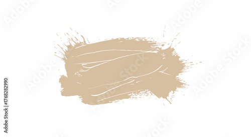 Neutral tone paint stroke with abstract texture and splatters isolated for creative design