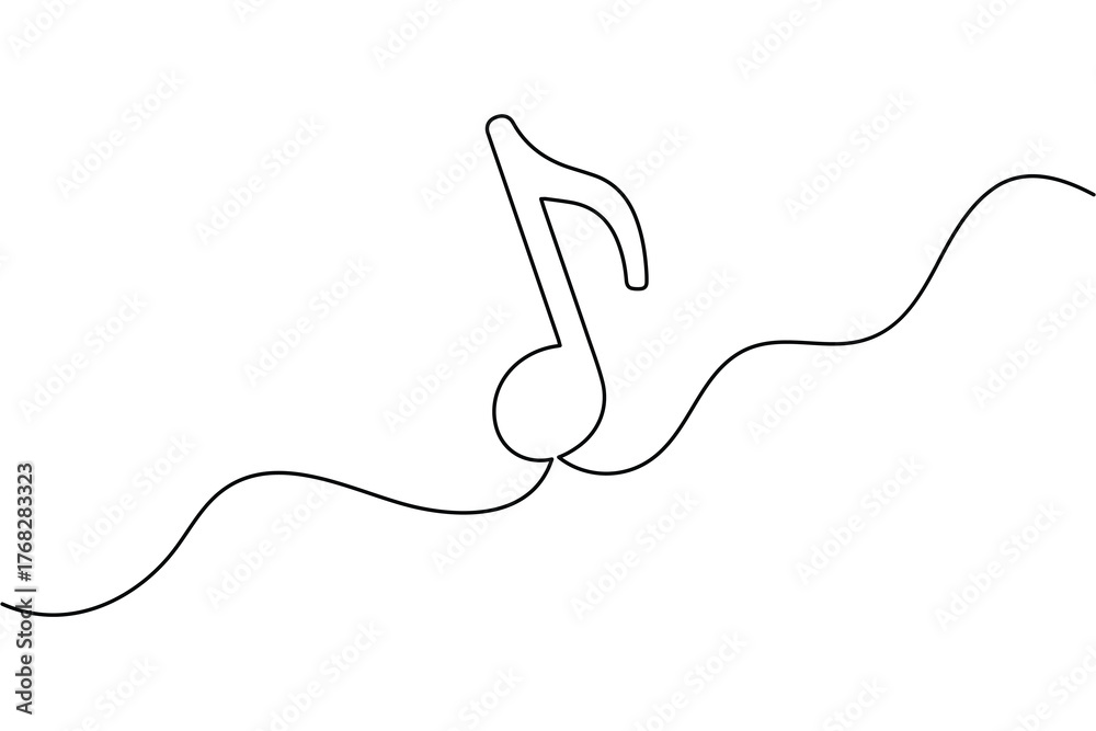 Obraz premium Abstract music notes line art illustration minimalist black and white vector 