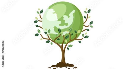 green tree with easter globe planet.eps