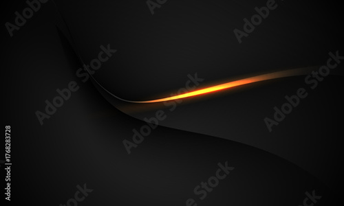 Abstract gold light curve soft smooth on black design modern beautiful luxury background vector