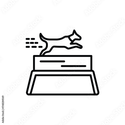 An outline of a dog jumping over an agility obstacle
