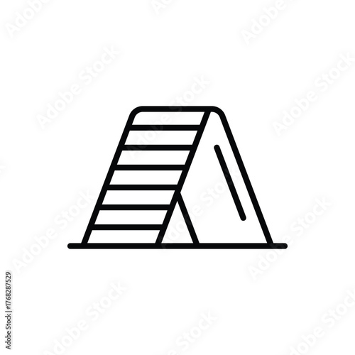 Simplified illustration of an Aframe structure potentially a ladder or tent with horizontal rungs on one side