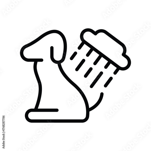 Stylized dog getting rained on simple black line art