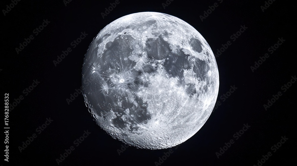 Obraz premium The full moon against a dark sky.