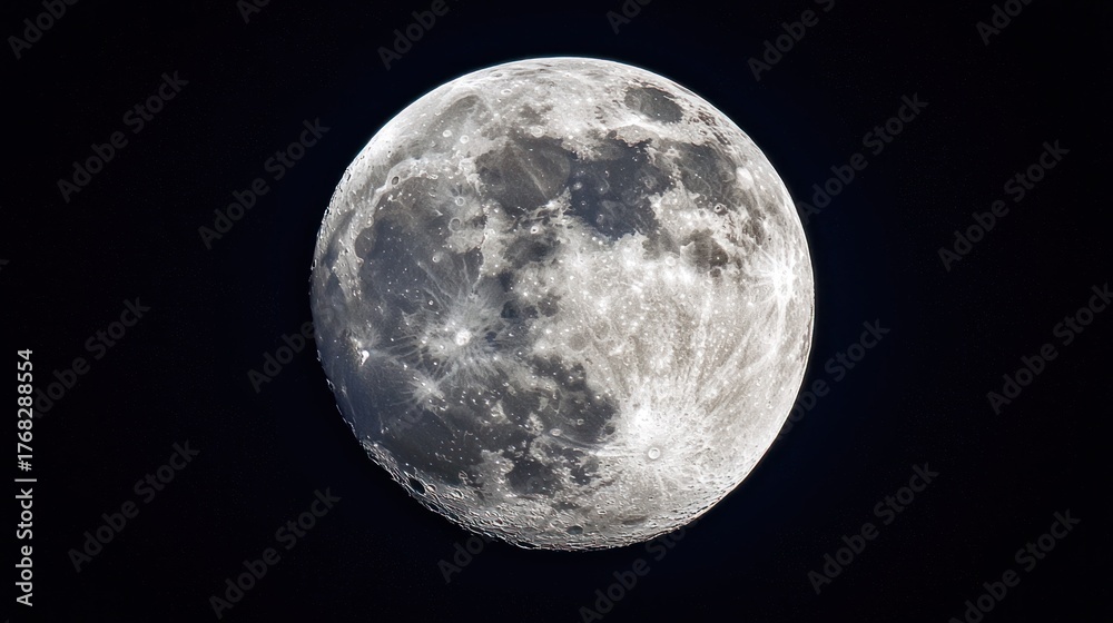 Obraz premium The full moon against a dark sky.