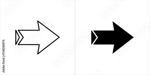 Simple outline and solid black right arrow icon