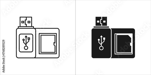 Usb flash drive and memory card reader icon