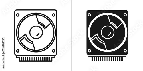 Line art and silhouette of a hard disk drive