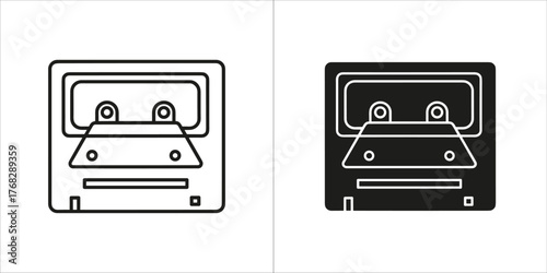 Retro cassette tape icon, vintage audio storage media
