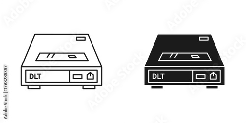 Outline and solid black icons of dlt tape drive
