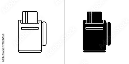 Outline and solid black icon of a usb flash drive