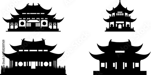 Confucian Temple Sillhouette Vector Illustration Graphic