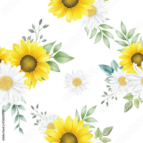 Sunflower seamless pattern