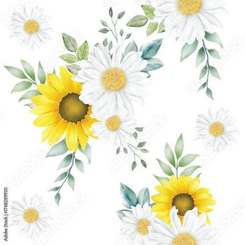 Sunflower seamless pattern