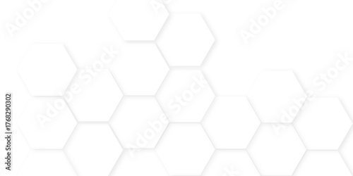 hexagon concept design abstract technology background, white texture background. hexagon abstract background .white and gray hexagon honeycomb geometric copy space,