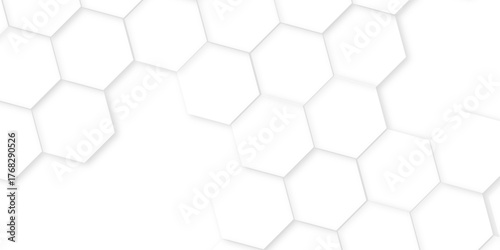 hexagon concept design abstract technology background, white texture background. hexagon abstract background .white and gray hexagon honeycomb geometric copy space,