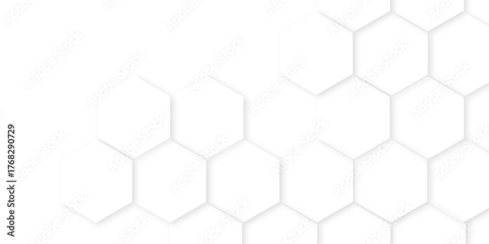 Fototapeta premium hexagon concept design abstract technology background, white texture background. hexagon abstract background .white and gray hexagon honeycomb geometric copy space,