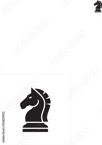 Black chess knight figurine isolated illustration