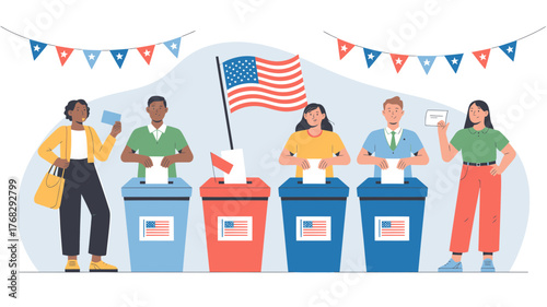 Citizens exercise their right, casting ballots in a fair election, showcasing civic duty and democratic participation for a stronger nation, America votes