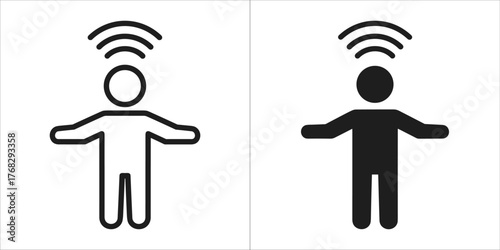 Human silhouette with signal waves above