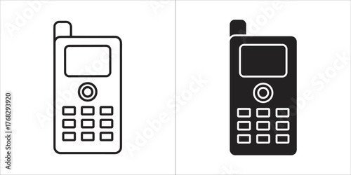 Old mobile phone icon, black and white