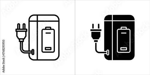 Electric charger with plug and battery icon