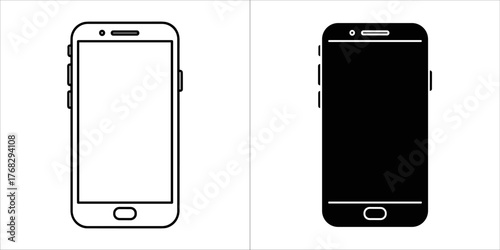 Outline and solid black icon of a smartphone