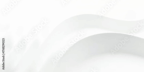 An abstract 3D white milk splash on a clean, round plate or dish