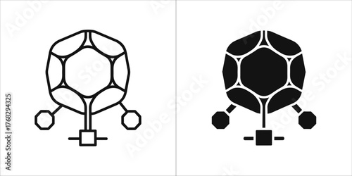 Outline and filled icon of a molecular structure