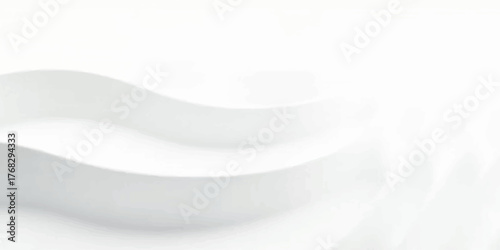 An abstract white background with waves showcases a cream colored cosmetic jar for beauty and skin care