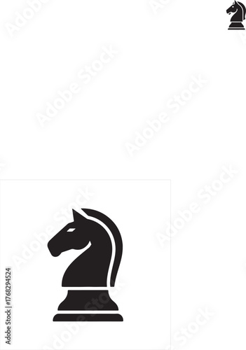 Black chess knight figurine on white background