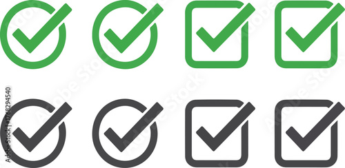 Selection of green and gray check marks