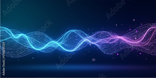 Abstract blue wave background featuring glowing fractal lines and dynamic light motion